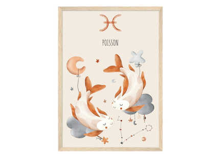 Poster classique en papier semi-brillant encadré en bois