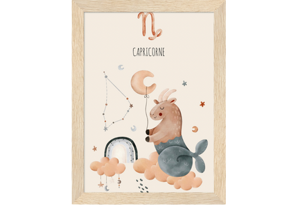 Poster classique en papier semi-brillant encadré en bois