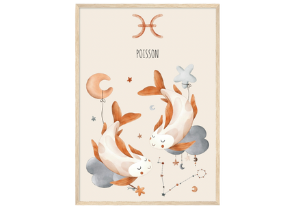 Poster classique en papier semi-brillant encadré en bois