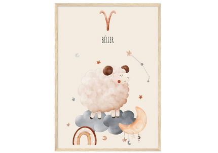 Poster classique en papier semi-brillant encadré en bois