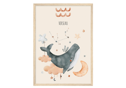 Poster classique en papier semi-brillant encadré en bois