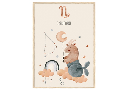 Poster classique en papier semi-brillant encadré en bois