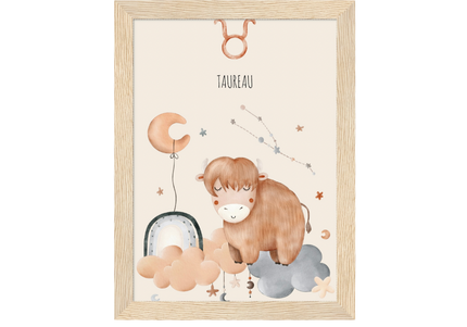 Poster classique en papier semi-brillant encadré en bois