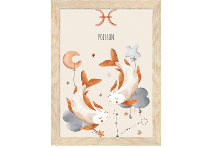 Poster classique en papier semi-brillant encadré en bois