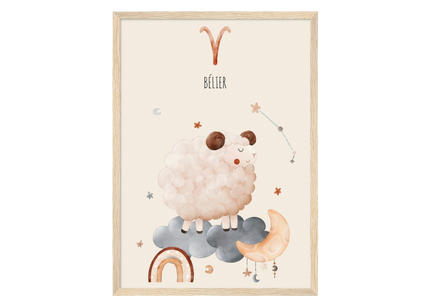 Poster classique en papier semi-brillant encadré en bois