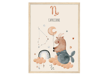 Poster classique en papier semi-brillant encadré en bois