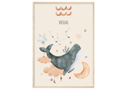 Poster classique en papier semi-brillant encadré en bois