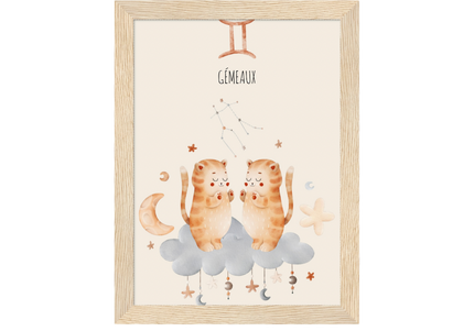 Poster classique en papier semi-brillant encadré en bois